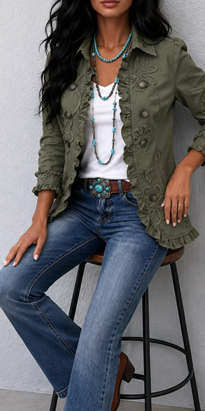 Veste Courte à motif Floral